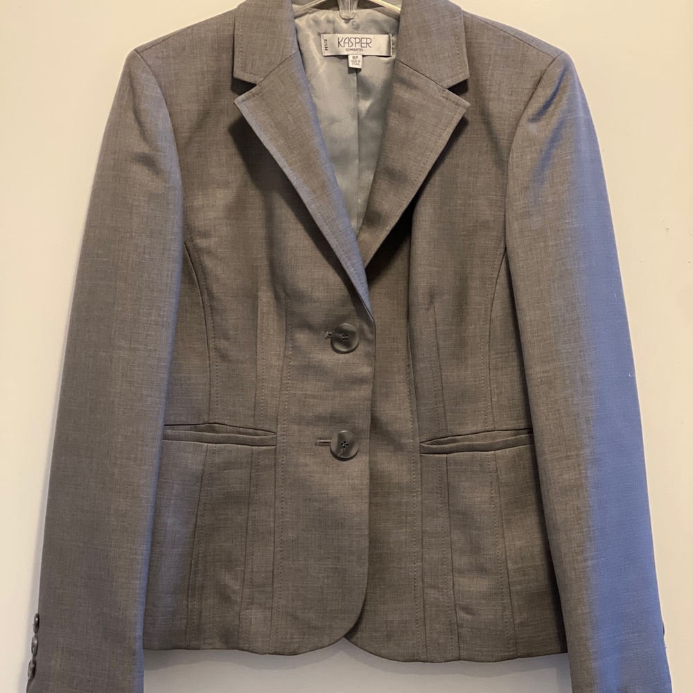 Kasper Gray Blazer Classic Professional Style